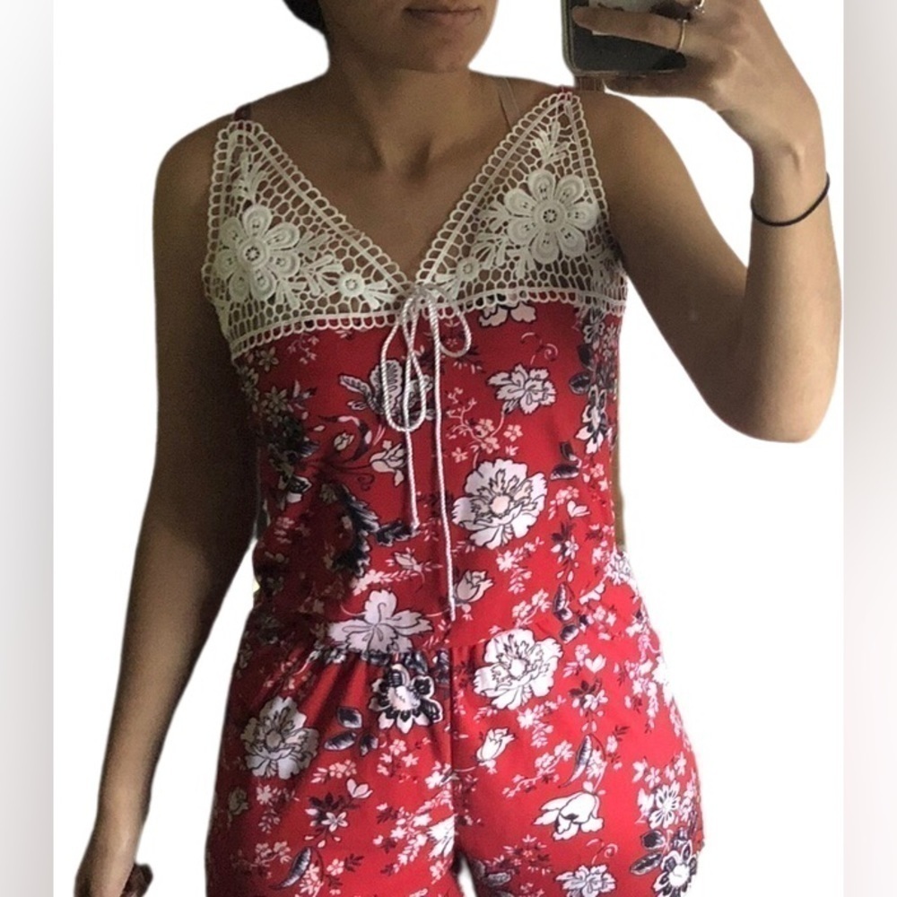 Juniors Small (3-5) NOBO Floral Red Romper - Picture 6 of 7